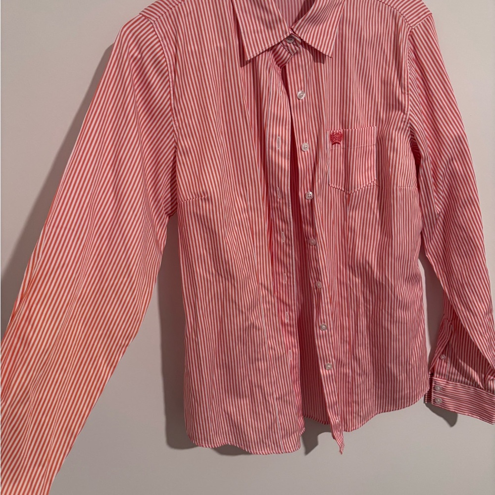 Cinch Red Striped Button Down Shirt